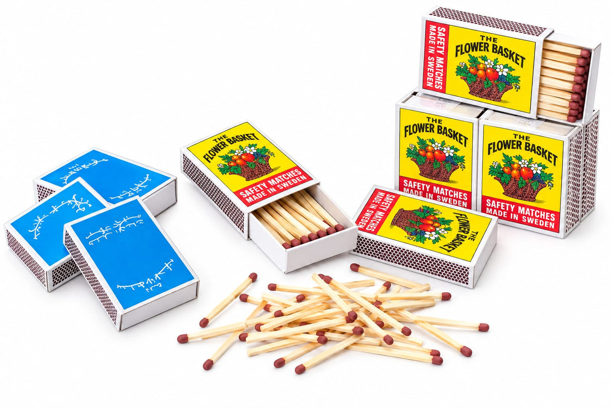 The Flower Basket Safety Matches – 100 Boxes Pack, Made in Sweden
