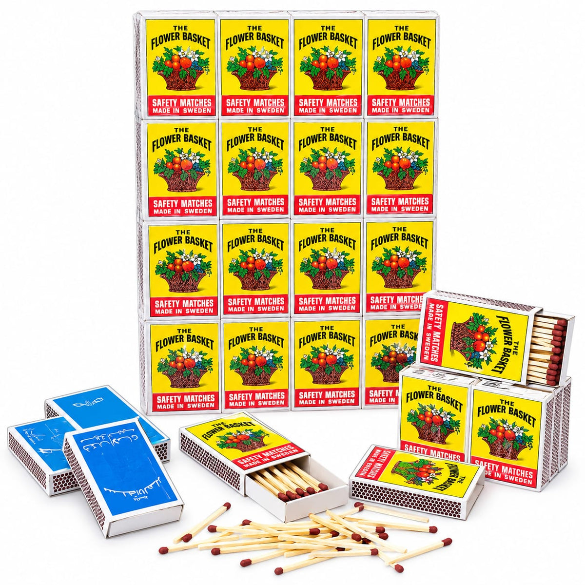 The Flower Basket Safety Matches – 100 Boxes Pack, Made in Sweden