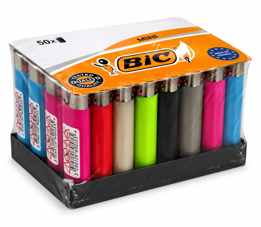 BIC Mini Lighters – 50 Pack, Tested Quality, Made in France, ISO 9994 Certified