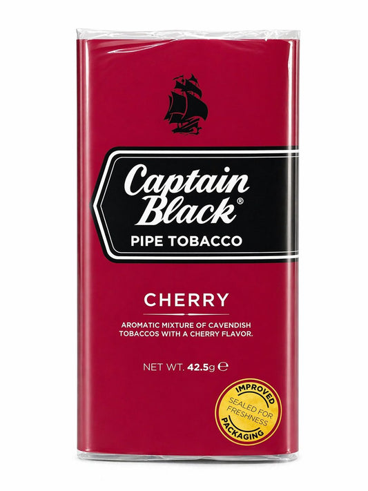 AL KHUMERY Captain Black Cherry Pipe Tobacco – Aromatic Cavendish Blend, Cherry Flavor, 42.5g Pouch | UAE