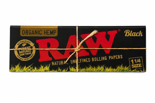 RAW Organic Hemp  Black Natural Unrefined Rolling Papers 1 1/4 Size