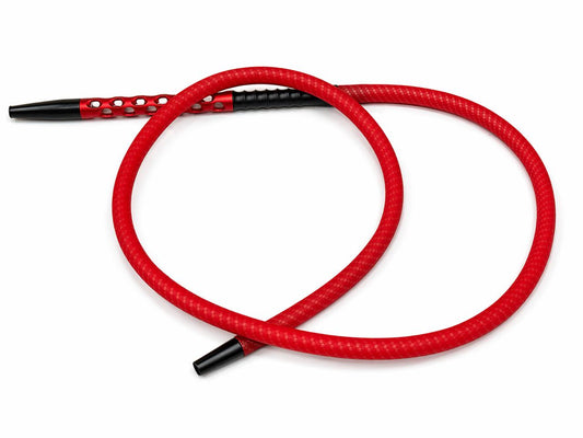 AL KHUMERY PREMIUM SHISHA HOSE RED & BLUE BRAIDED WITH ALUMINUM VENTED HANDLE HOOKAH PIPE ACCESSORIES UAE