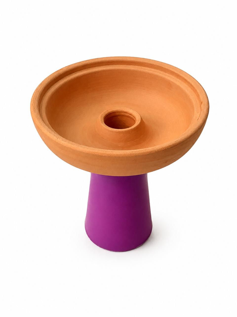 Clay Hookah Shisha Bowl with Silicone Base – Traditional Terracotta Head, Shock-Resistant & Unbreakable Stem | Handmade Egyptian Phunnel Bowl, Multiple Colors
