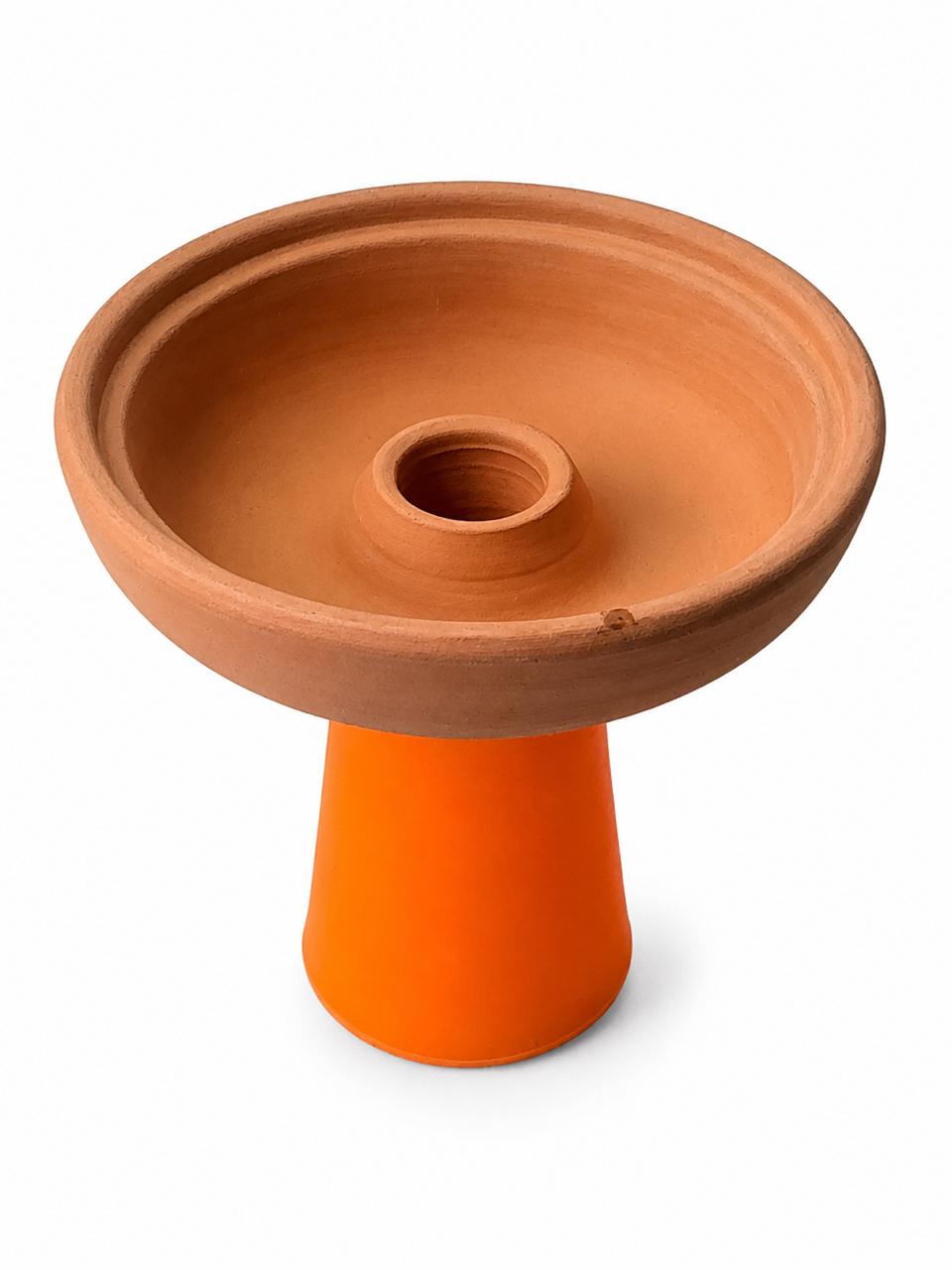 Clay Hookah Shisha Bowl with Silicone Base – Traditional Terracotta Head, Shock-Resistant & Unbreakable Stem | Handmade Egyptian Phunnel Bowl, Multiple Colors