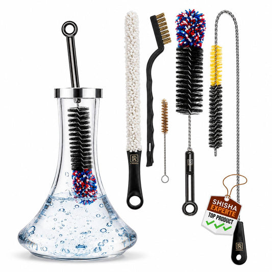 Richman 6-Piece Shisha Hookah Cleaning Brush Kit – Deep Clean Glass Vase, Hose, Bowl & Stem