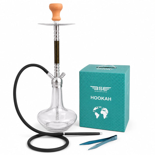 BSE Signature Premium Crystal Hookah – Complete Shisha Set with Glass Base, Silicone Hose, Ceramic Bowl & Tongs
