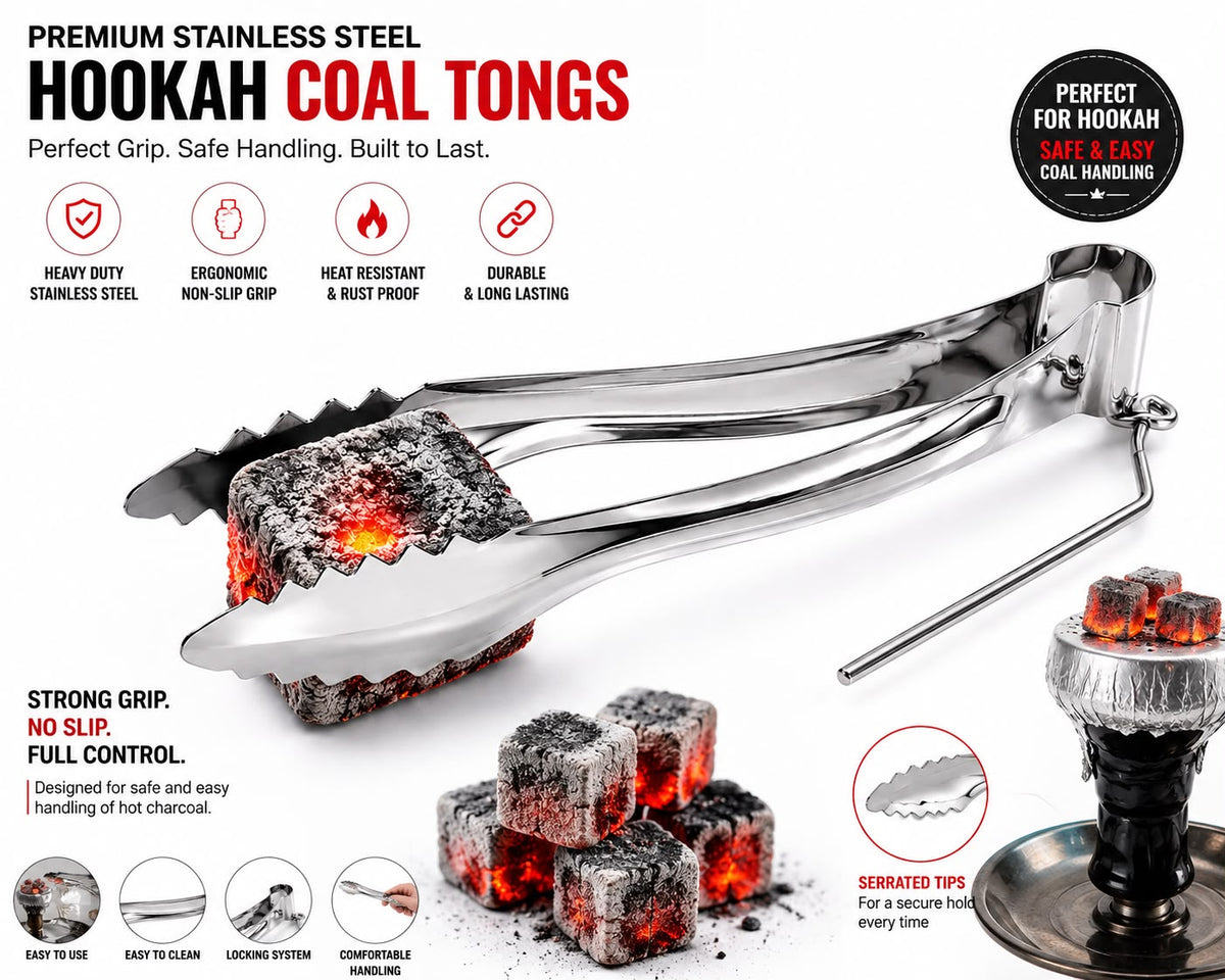 Richman Hookah Coal Tongs 2 Pack – Stainless Steel, Serrated Grip, Heat Resistant