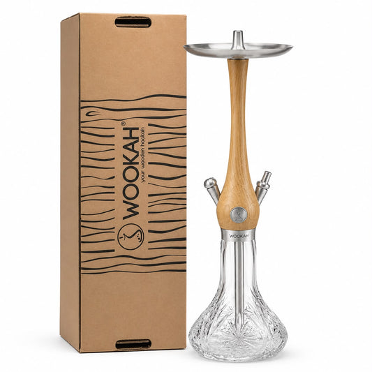 WOOKAH Premium Natural Wood Hookah – Handcrafted in Poland | Crystal-Cut Glass Base & Stainless Steel – 100% Authentic Luxury Shisha