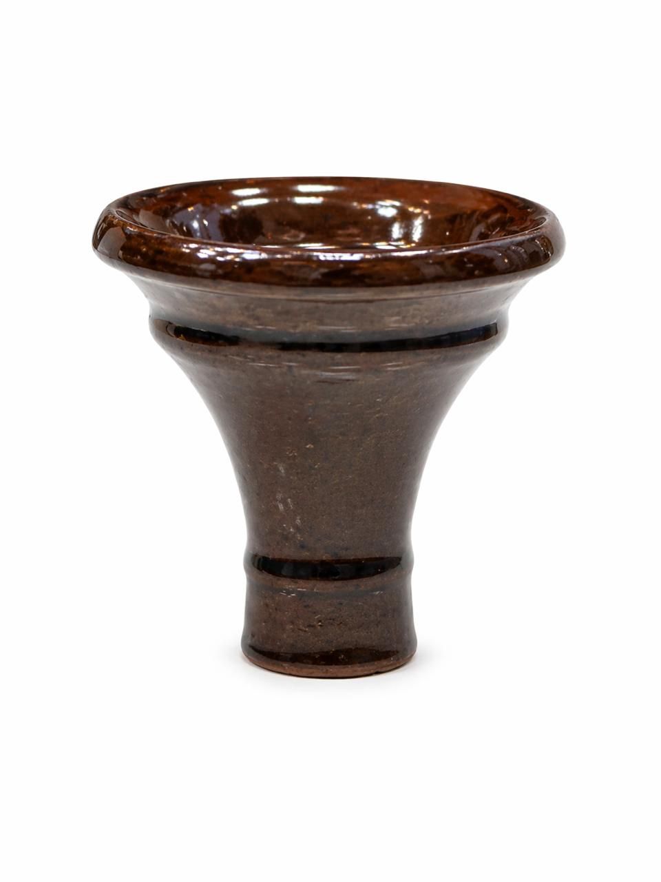 AL KHUMERY PREMIUM GLAZED CERAMIC FUNNEL HOOKAH BOWL – DARK BROWN AMBER GLOSSY SHISHA RAS | WIDE FLARED RIM | UAE